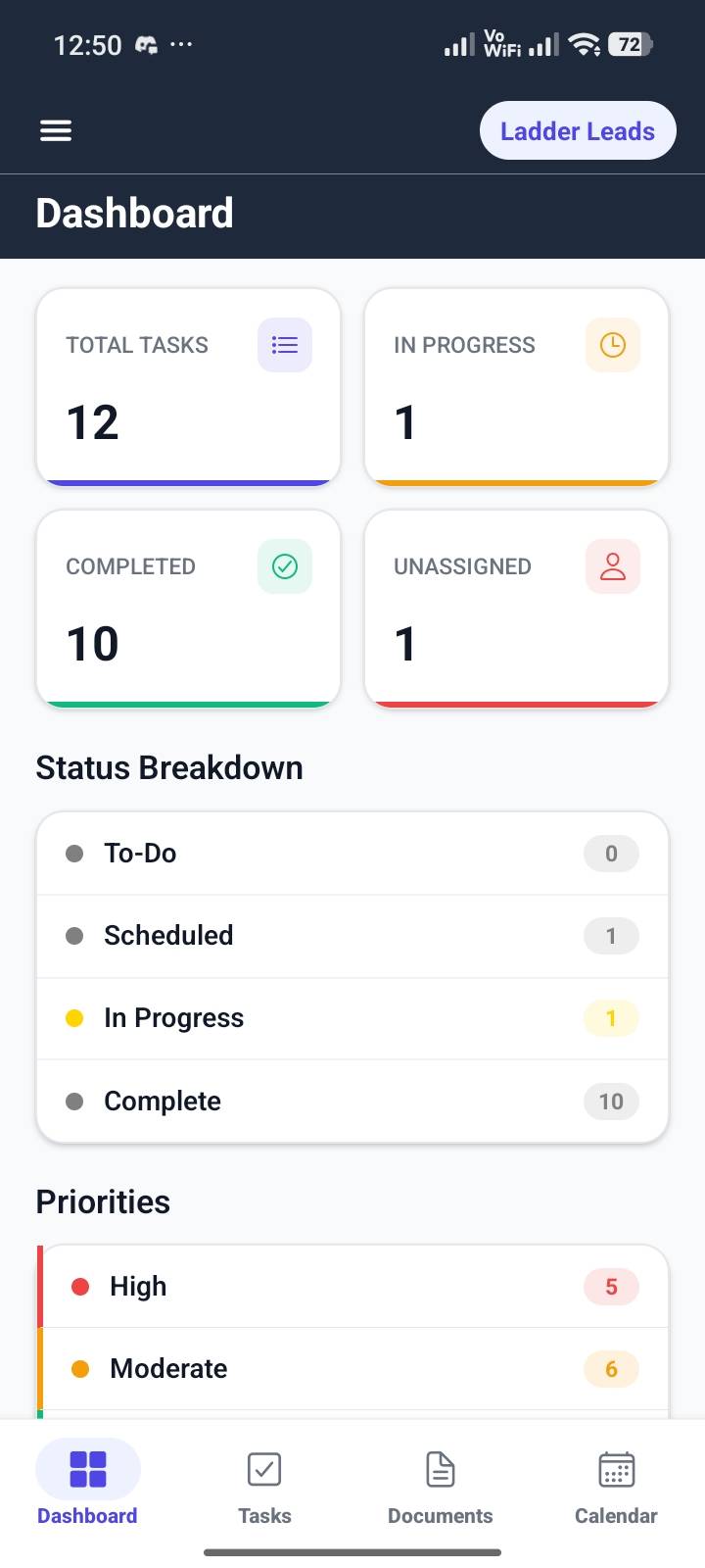 Plannza mobile app screen